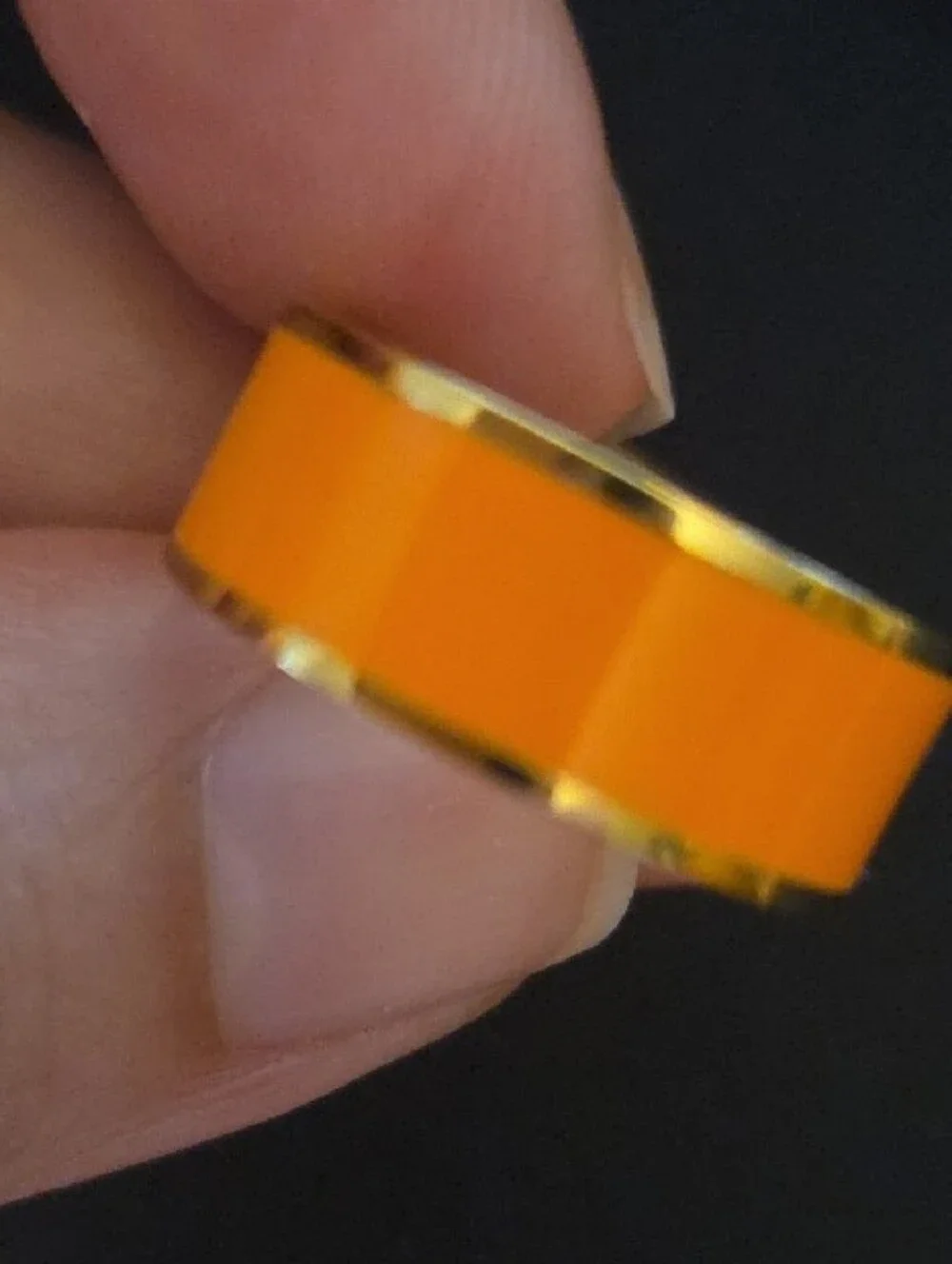 Gold-Tone Orange Enamel Ring with Roman Numeral Medallion Size 6 NIP